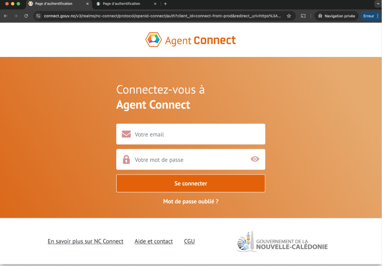 Nouvelle page de connexion